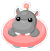 Floating Hippo Sticker